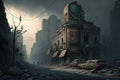 Abandoned Dystopian Landscape with Decrepit Architecture and Haunting Atmosphere, generative ai