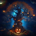 Haunting Halloween Atmosphere Epic Spooky Night generative Ai. Ai generated