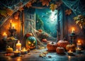 A Haunting Halloween Background Design for Cards and Invitations Create Spooky Festive Greetings with This Versatile Royalty Free Stock Photo