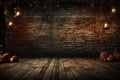 Haunting Halloween Dark horror background sets a mysterious stage with wooden planks