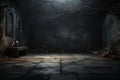 Haunting Halloween Dark horror background sets a mysterious stage with wooden planks