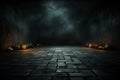 Haunting Halloween Dark horror background sets a mysterious stage with wooden planks