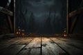 Haunting Halloween Dark horror background sets a mysterious stage with wooden planks