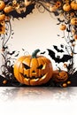 Haunting Halloween graphic elements Festive pumpkin and bat borders Halloween-themed design resources Royalty Free Stock Photo