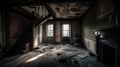 Abandoned apartment living room after a house fire