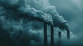 A haunting image of a coal power plant with smoke stacks reaching towards the sky Royalty Free Stock Photo