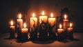 Haunting Shadows Halloween Candles in the Night.AI Generated