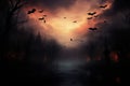 Haunting twilight silent bat wings paint eerie silhouettes in the sky