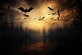 Haunting twilight silent bat wings paint eerie silhouettes in the sky