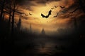 Haunting twilight silent bat wings paint eerie silhouettes in the sky