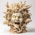 Eerie Shell Sculpture - AI-Generated Disturbing Portrait