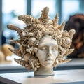 Eerie Shell Sculpture - AI-Generated Disturbing Portrait