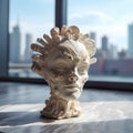 Eerie Shell Sculpture - AI-Generated Disturbing Portrait