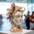 Eerie Shell Sculpture - AI-Generated Disturbing Portrait