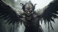 Scary 4k Pazuzu: Unreal Engine Rendered Demon With Wings And Big Teeth Royalty Free Stock Photo