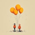 Hauntingly Beautiful Illustrations Of Two Children With Balloons