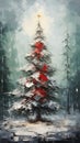 Hauntingly Beautiful: A Snowy Forest Transformed by Red and Whit