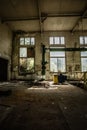 Abandoned Machinery: Inside View of Decaying Industrial Building\'s Machine Room