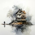 Hauntingly Beautiful Watercolor Painting Of A Stilt House