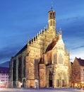 Hauptmarkt with Frauenkirche church andmarketplace in Nuremberg Royalty Free Stock Photo