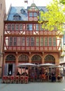 Haus zur Goldenen Waage, medieval half-timbered house in the old town, Frankfurt, Germany Royalty Free Stock Photo