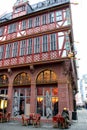 Haus zur Goldenen Waage, medieval half-timbered house in the old town, Frankfurt, Germany Royalty Free Stock Photo
