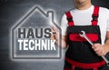 Haustechnik in german House technology with house touchscreen Royalty Free Stock Photo
