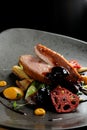 Haute cuisine/Asian fusion, roasted duck Royalty Free Stock Photo