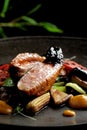 Haute cuisine/Asian fusion, roasted duck Royalty Free Stock Photo