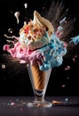 Haute cuisine + Exploding ice cream. Ai generative