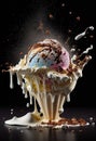 Haute cuisine + Exploding ice cream. Ai generative