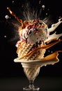 Haute cuisine + Exploding ice cream. Ai generative