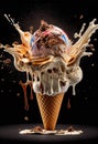 Haute cuisine + Exploding ice cream. Ai generative