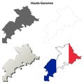 Haute-Garonne, Midi-Pyrenees outline map set