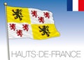 Hauts de France regional flag, France, vector illustration