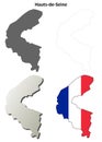 Hauts-de-Seine, Ile-de-France outline map set Royalty Free Stock Photo