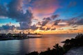 Havana bay entrance and city skyline at dusk