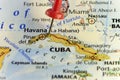 Havana capitol of Cuba pinned map.