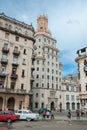 HAVANA, CUBA - OCTOBER 22, 2017: Havana Cityscape with Local Vehicles, Architecture and People. Cuba. Royalty Free Stock Photo