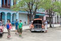 HAVANA, CUBA - OCTOBER 22, 2017: Havana Cityscape with Local Vehicles, Architecture and People. Cuba. Royalty Free Stock Photo