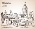 Havana cityscape sketch. Cuba.