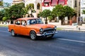 American classic car on the streets of Old Havana, Cuba Royalty Free Stock Photo