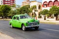 American classic car on the streets of Old Havana, Cuba Royalty Free Stock Photo