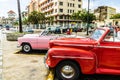 American classic cars parked on the streets of Old Havana, Cuba Royalty Free Stock Photo