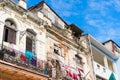 HAVANA, CUBA - APRIL 14, 2017: Authentic view of old abandoned house in Havana Royalty Free Stock Photo