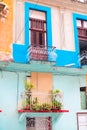 HAVANA, CUBA - APRIL 14, 2017: Authentic view of old abandoned house in Havana Royalty Free Stock Photo