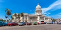 HAVANA, CUBA - APRIL 1, 2012: Many retro cars parked in front of Royalty Free Stock Photo