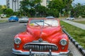 HAVANA, CUBA - APRIL 7, 2016: Old classic American cars rides in Royalty Free Stock Photo