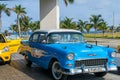 HAVANA, CUBA - APRIL 7, 2016: Old classic American cars rides in Royalty Free Stock Photo