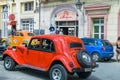 HAVANA, CUBA - APRIL 7, 2016: Old classic American cars rides in Royalty Free Stock Photo